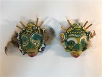 PAIR OF SCARY TRIBAL CLAY MASKS