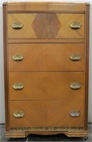 Waterfall 4-Drawer Highboy With Brass Pulls