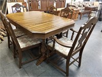 VINTAGE JACOBEAN DINING TABLE W CHAIRS