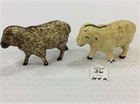 Lot of 2 Iron Sheep Banks (Approx. 3 Inches Tall)