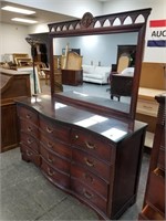 LARGE CURVED FRONT DRESSER W MIRRORED TOP