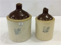 Lot of 2 Stoneware Jugs Front Marked Western