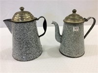 Lot of 2 Speckle Porcelain Coffee Pots