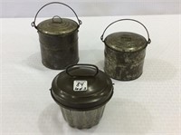 Lot of 3 Tinware Pieces Including 2 Berry  Buckets