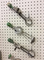 Lot of 6 Green Handled Vintage Egg Beaters
