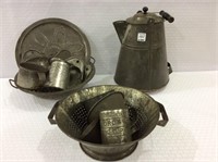 Lg. Group of Primitive Tinware Including