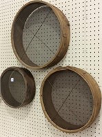 Lot of 3 Primitive Round Wood Sifters