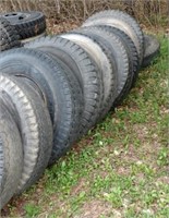 (8) 11R20 wheels and tires and (2) 8.25R20 wheels