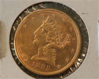 1892 $5 U.S. Liberty Gold Coin