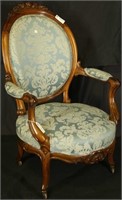 19th CENTURY FRENCH WELL CARVED WALNUT ARMCHAIR