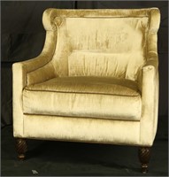 PAIR OF CHAMPAGNE VELVET COVERED CLUB CHAIRS