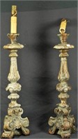 PAIR OF ANTIQUE STYLE CAST CANDLESTICK LAMPS