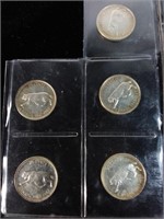 5 pièces de 25 cents en argent  Canada 1867-1967