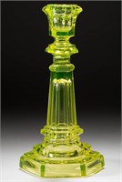 PRESSED HEXAGONAL CANDLESTICK, canary yellow