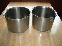2  Handle Less S/S Bowls -Pots-9 Inch - 1 Lot