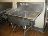 S/S Double Deep Sink 44 x 30 x 47 Inch