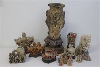Chinese soapstone carved brush pots