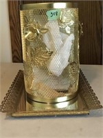 Gold Vanity Mirror, Basket, & Kleenex Holder