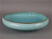 French Blue Opaline Bowl w/ Gold Gilt Rim