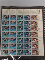 Sheet Of 1992 Winter Olympic Postage Stamps