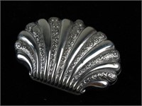 Ladies Silver Clamshell Vanity Container
