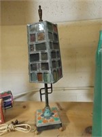 ANTIQUE STAINED GLASS SLAG GLASS LAMP