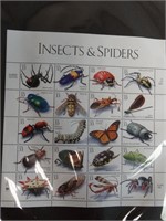 Sheet of Insects & Spiders Postage Stamps