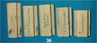 Set of five transportation-related rubber stamps