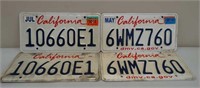 Two Sets of California License Plates