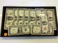 1950 $5, 1953 C $2, & 9 $1 SILVER CERTIFICATES