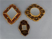 Lot of 3 Small Reverse Painted Mirrors