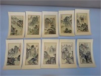 Lot of 10 Chinese Watercolor Paintings - Landscape