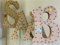 SOLID WOOD, BURLAP COVERED LETTERS