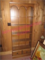 nice maple 6.5ft tall display shelf with drawer