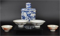 Five pieces Chinese antique porcelain bowls and