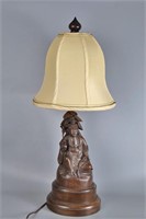 Chinese Qing carved bamboo Guanyin mounted on a