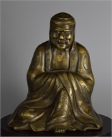 Chinese Qing gold splashed bronze Bodhidharma