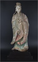 Rare Chinese Ming gold lacquered stucco Guanyin