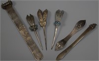 Set of six Chinese Ming-Qing silver hair pins
