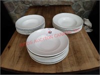 22 white plates/bowls
