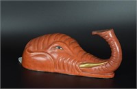 Chinese Qing corral red porcelain elephant head