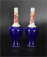 Pr. Chinese Qing Blue and iron red porcelain bell