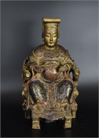 Chinese Ming-Qing carved gilt and polychromed