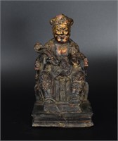 Chinese Ming-Qing carved gilt wood God of