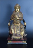 Chinese Ming-Qing carved gilt wood Guandi