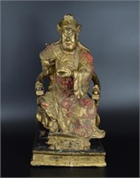 Chinese Ming-Qing carved gilt wood Guandi