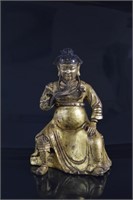 Chinese gold lacquered bronze Guandi