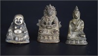 Three pics Chinese miniature bronze and silver