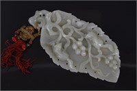 Chinese carved celadon jade leaf