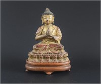 Chinese Qing carved gilt wood Buddha